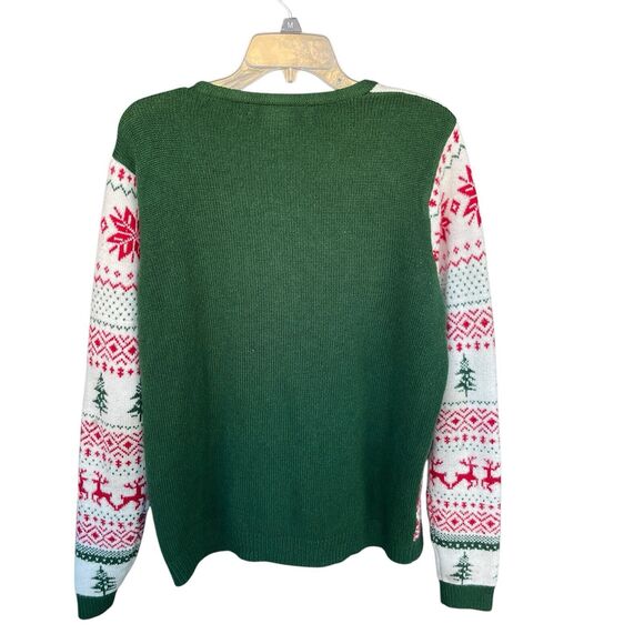Jolly Sweaters Christmas Sweater Mens Large Ugly Faux Cardigan Festive Holiday - Picture 2 of 10